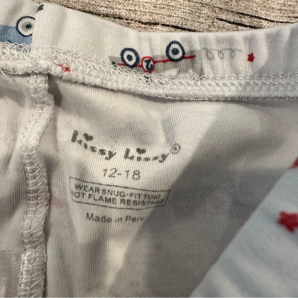 Kissy Kissy White Kids Pajama Set with Red and Blue Race Car Print
